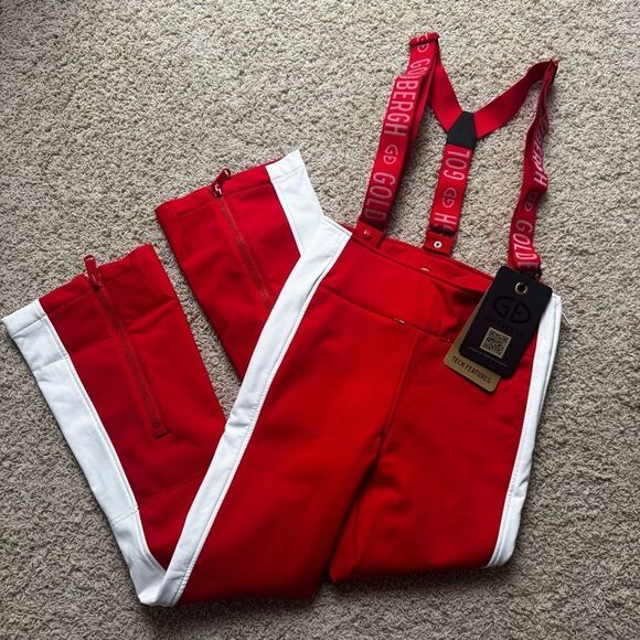 GOLDBERGH WOMEN'S HIGH END SALOPETTE SKI PANTS BIB FLAME RED NWT US 10 - Picture 3 of 9
